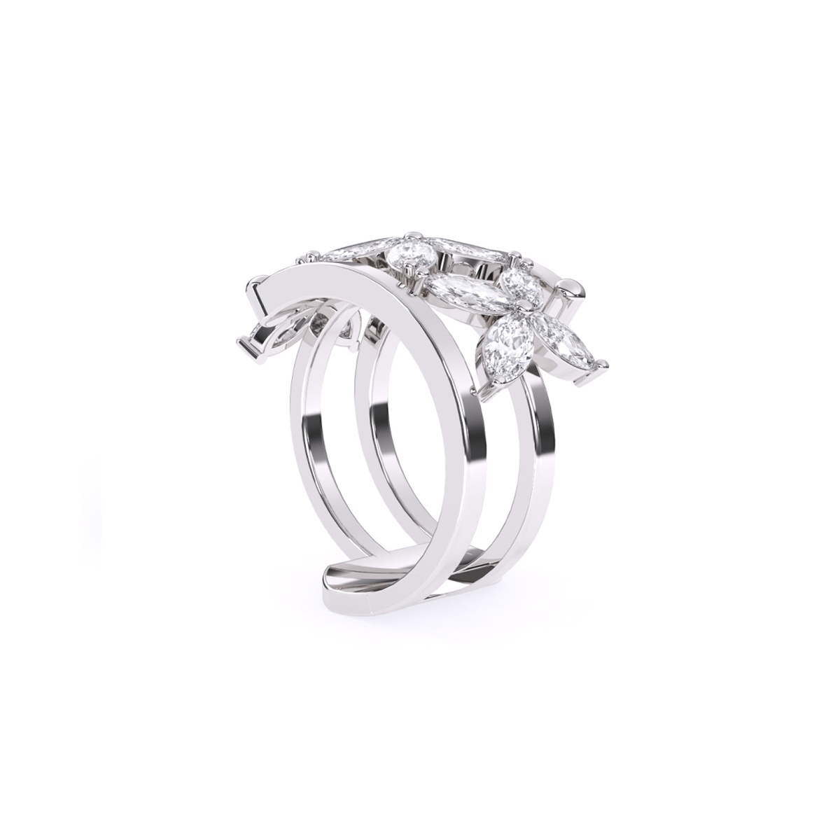 Vintage Style Marquise Diamond Flower Ring